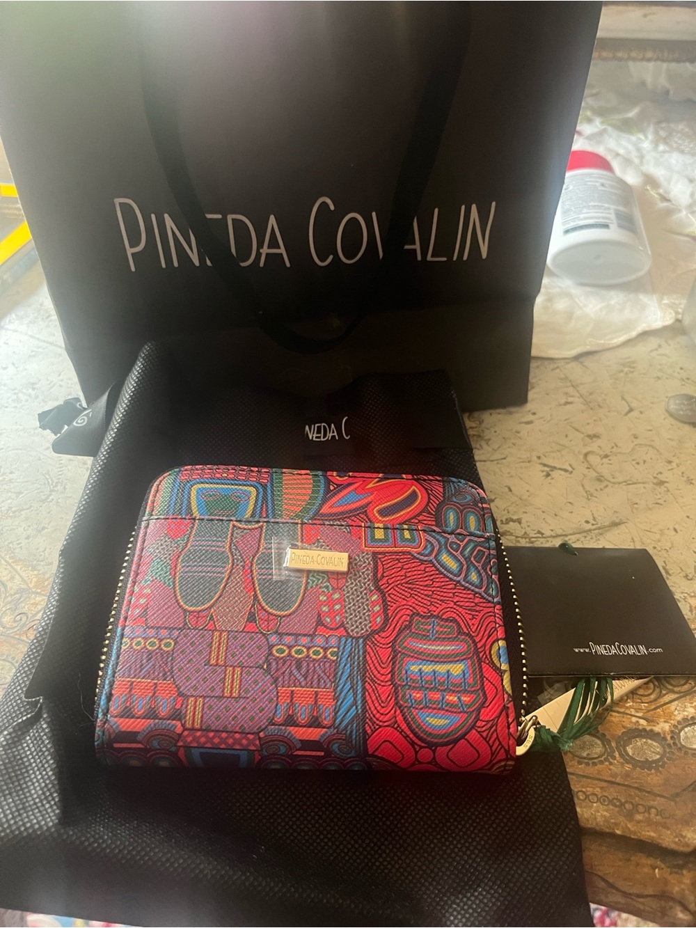 PINEDA COVALIN Multicolor Printed Zip Wallet new from Mexico